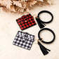 Buffalo Color Block Gold Hardware Key Ring ID Wallet Bracelet with Tassel | 4.5" x 4"