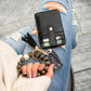 Laser-Cut Wooden Bead Natural Leopard Design Gold Hardware Key Ring Wallet Bracelet with Tassel | 4" x 3"