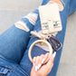 Gold Hardware Key Ring Wristlet Wallet Bracelet with Tassel & 5 Pockets | 4" x 3"