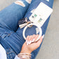 Gold Hardware Key Ring Wristlet Wallet Bracelet with Tassel & 5 Pockets | 4" x 3"