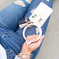 Gold Hardware Key Ring Wristlet Wallet Bracelet with Tassel & 5 Pockets | 4" x 3"