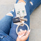 Gold Hardware Key Ring Wristlet Wallet Bracelet with Tassel & 5 Pockets | 4" x 3"