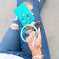 Gold Hardware Key Ring Wristlet Wallet Bracelet with Tassel & 5 Pockets | 4" x 3"