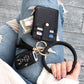 Gold Hardware Key Ring ID Wallet Zip Bracelet with Hidden Zipper Pocket & Tassel | 4" x 3"