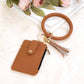 Gold Hardware Key Ring ID Wallet Zip Bracelet with Hidden Zipper Pocket & Tassel | 4" x 3"