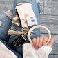 Gold Hardware Key Ring ID Wallet Zip Bracelet with Hidden Zipper Pocket & Tassel | 4" x 3"