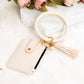 Gold Hardware Key Ring ID Wallet Zip Bracelet with Hidden Zipper Pocket & Tassel | 4" x 3"
