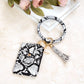 Gold Hardware Key Ring ID Wallet Zip Bracelet with Hidden Zipper Pocket & Tassel | 4" x 3"