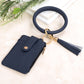 Gold Hardware Key Ring ID Wallet Zip Bracelet with Hidden Zipper Pocket & Tassel | 4" x 3"