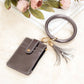 Gold Hardware Key Ring ID Wallet Zip Bracelet with Hidden Zipper Pocket & Tassel | 4" x 3"