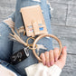 Gold Hardware Key Ring ID Wallet Zip Bracelet with Hidden Zipper Pocket & Tassel | 4" x 3"