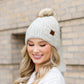 C.C® Acrylic Nylon Cozy Marled Knit Faux Fur Pom Beanie | One Size