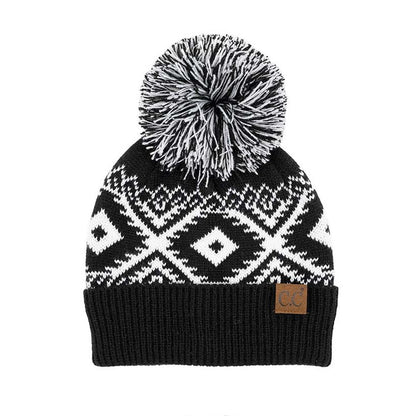 C.C® Aztec Print Knit Pom Beanie Hat | One Size