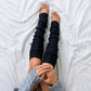 Thick Cable Knit Removable Tie Long Leg Warmers | 25" | One Size