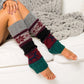 100% Soft-Spun Acrylic Thick Knit Nordic Snowflake Color Block Leg Warmers | 19" | Teen–Adult