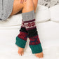100% Soft-Spun Acrylic Thick Knit Nordic Snowflake Color Block Leg Warmers | 19" | Teen–Adult