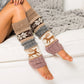 100% Soft-Spun Acrylic Thick Knit Nordic Snowflake Color Block Leg Warmers | 19" | Teen–Adult