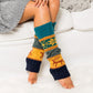 100% Soft-Spun Acrylic Thick Knit Nordic Snowflake Color Block Leg Warmers | 19" | Teen–Adult