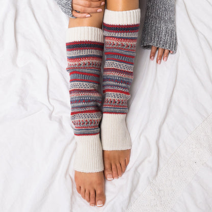 100% Soft Spun Acrylic Thick Knit Fair Isle Print Leg Warmers | 16" | One Size