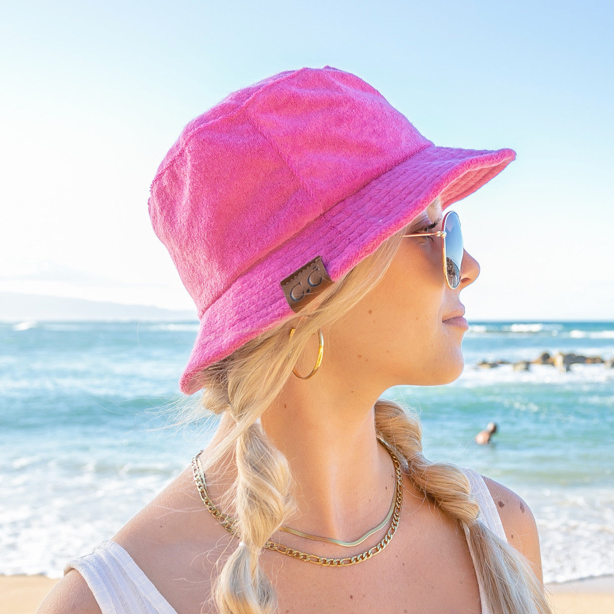 C.C® 70% Polyester 30% Viscose Terry Cloth Foldable Packable Bucket Hat | One Size
