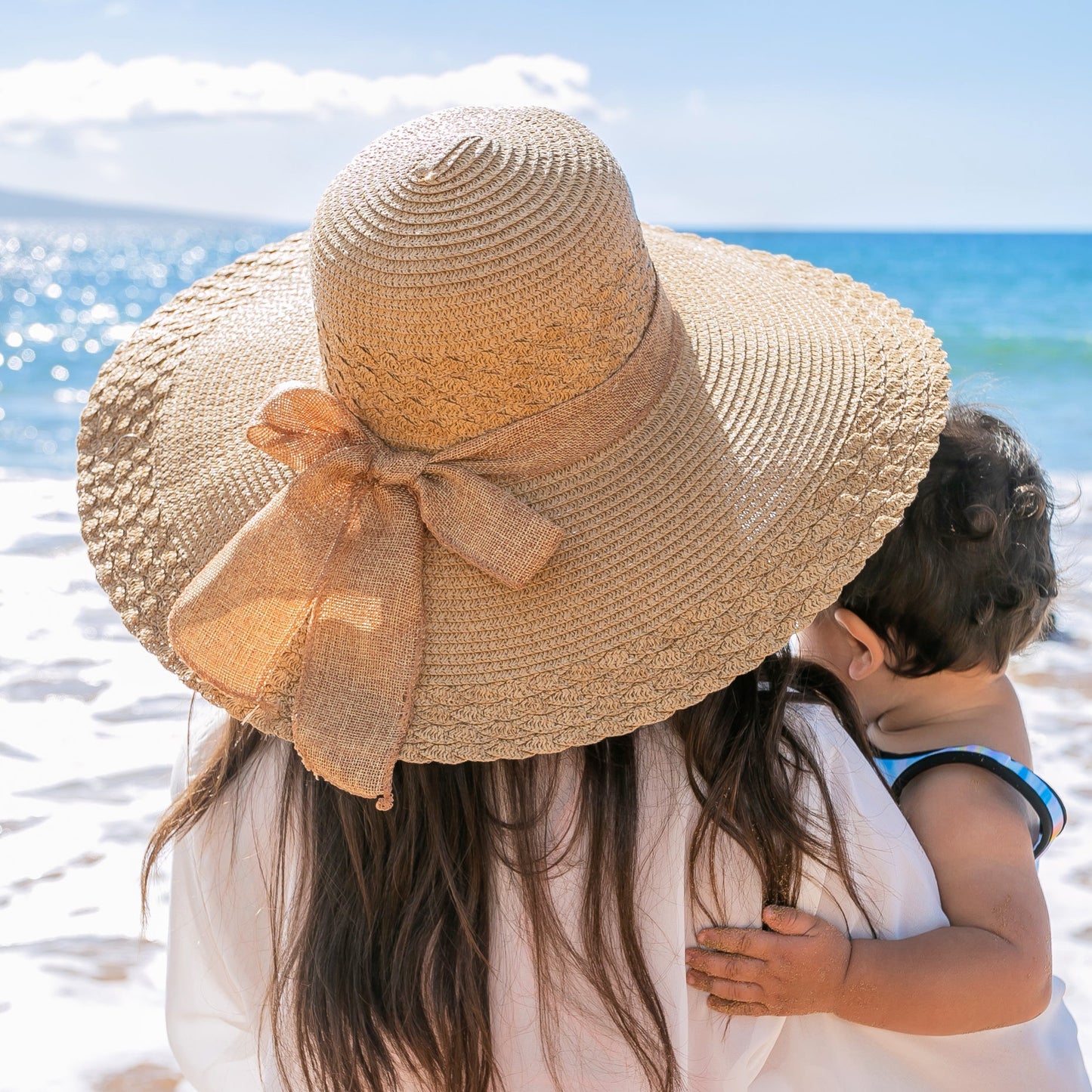 100% Straw Lined Foldable Scallop Edge Burlap Bow Wide Brim Sun Hat | One Size