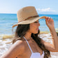 100% Straw Beaded or Embroidered Belt Accent Suede Tie Boho Wide Brim Panama Hat | One Size