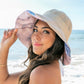 80% Cotton 20% Polyester Foldable Bow Accent Watercolor Lined Cargo Wide Brim Sun Hat | One Size