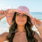 80% Cotton 20% Polyester Foldable Bow Accent Watercolor Lined Cargo Wide Brim Sun Hat | One Size