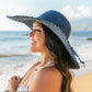 100% Straw Lined Foldable Scallop Edge Burlap Bow Wide Brim Sun Hat | One Size