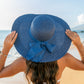 100% Straw Lined Foldable Scallop Edge Burlap Bow Wide Brim Sun Hat | One Size