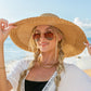 100% Straw Lined Foldable Scallop Edge Burlap Bow Wide Brim Sun Hat | One Size