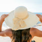 100% Straw Lined Foldable Scallop Edge Burlap Bow Wide Brim Sun Hat | One Size