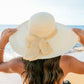 100% Straw Lined Foldable Scallop Edge Burlap Bow Wide Brim Sun Hat | One Size