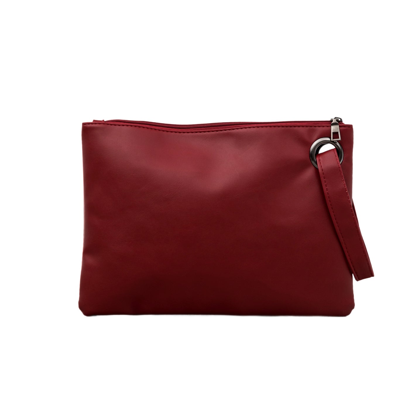 Soft Vegan PU Leather 100% Polyester Lined Grommet Detail Oversized Wristlet Clutch | 12" x 8"