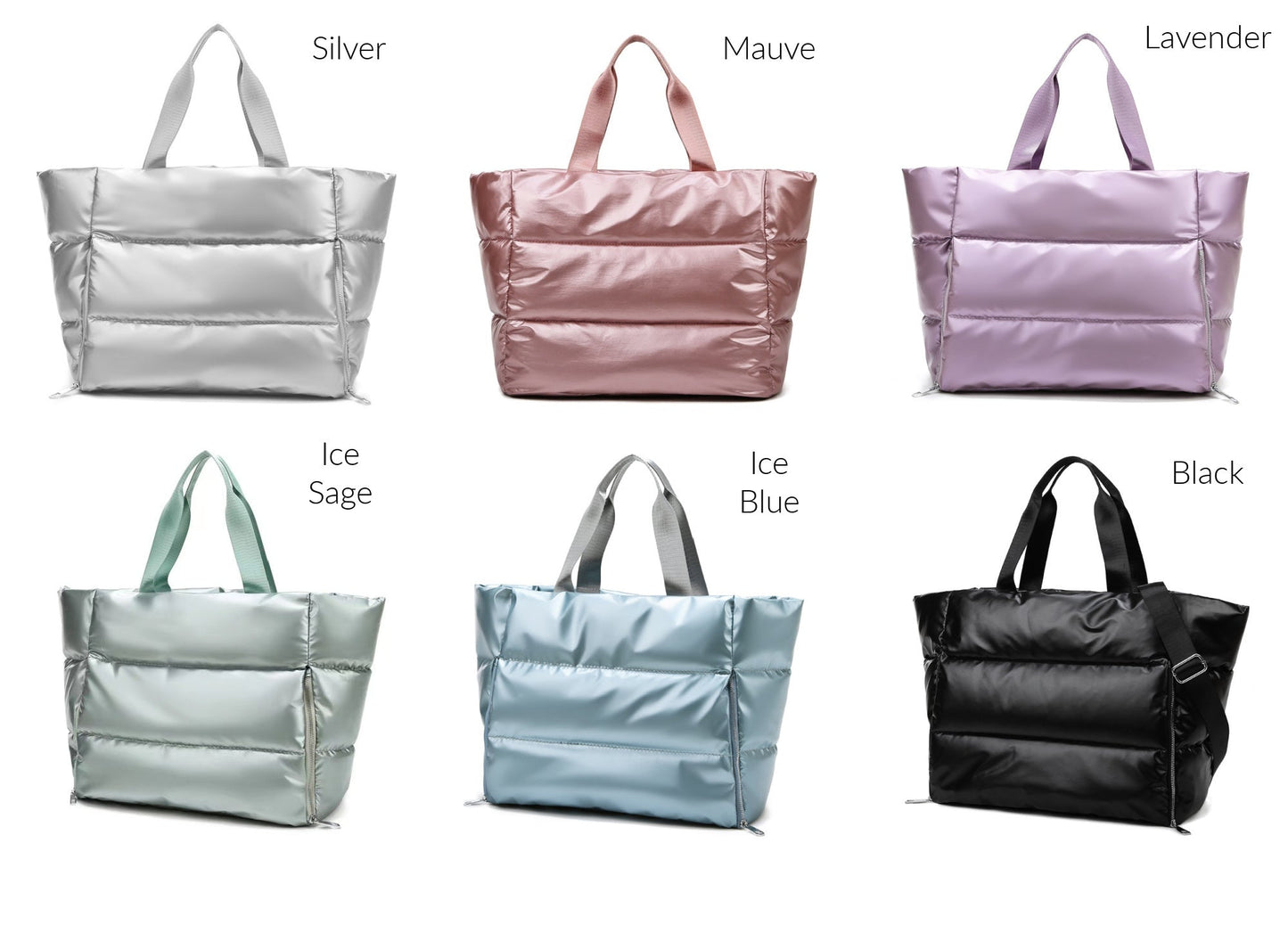 Cotton Blend Metallic Puffer Oversized Tote Bag with Removable Strap