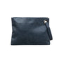 Soft Vegan PU Leather 100% Polyester Lined Grommet Detail Oversized Wristlet Clutch | 12" x 8"