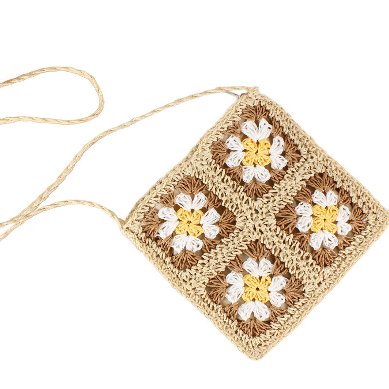 Eliza Woven Straw Crochet Crossbody Bag