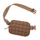 Evyn Quilted Puffer Nylon Sling Crossbody Belt Bag with Mesh Pockets & Adjustable Strap