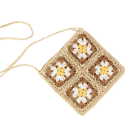 Eliza Woven Straw Crochet Crossbody Bag