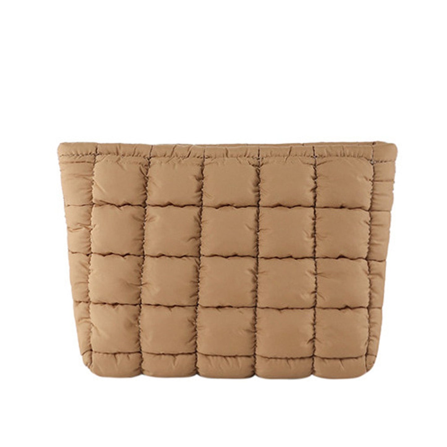 Lainey Quilted Puffer Nylon Clutch Bag with Interior Zip Pocket | Black, Buff, Mocha