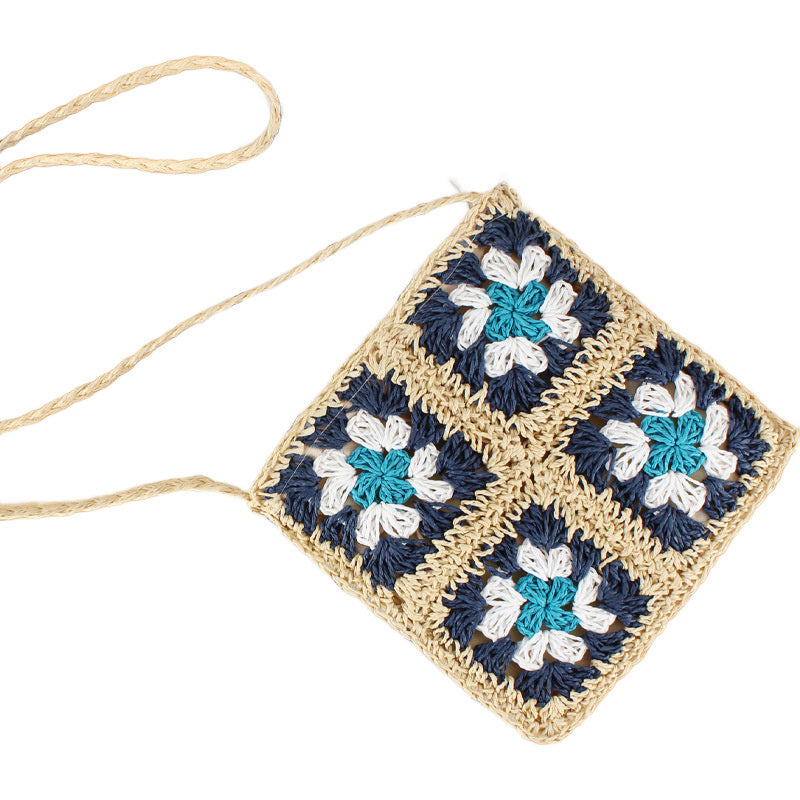 Eliza Woven Straw Crochet Crossbody Bag