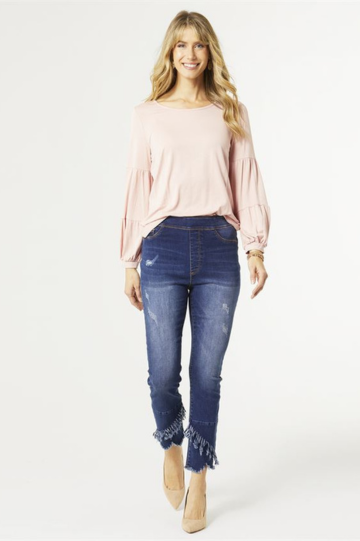 OMG  Coco + Carmen Boyfriend Ankle Slant Fringe Bottom Jeans