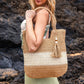Valeria Two-Tone Woven Straw Tote Bag