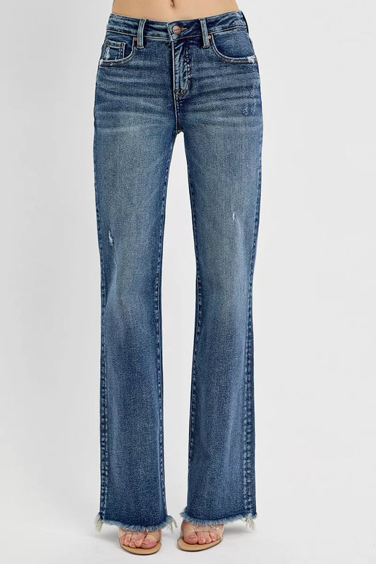 RISEN Full Size Tummy Control High Rise Long Straight Jeans Plus Size Cotton Polyester Spandex Sizes 0-3X