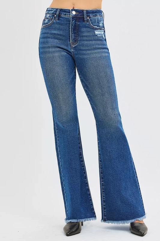 RISEN High Rise Flare Vintage Look Jeans Cotton Polyester Spandex Sizes 0-15