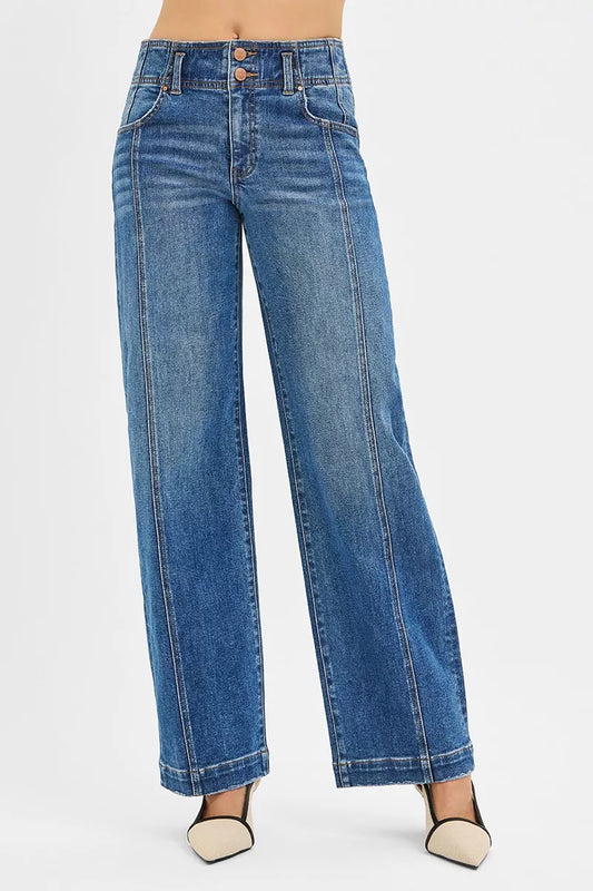 RISEN Mid Rise Fit Wide Baggy Jeans Cotton Polyester Spandex Sizes 0-15