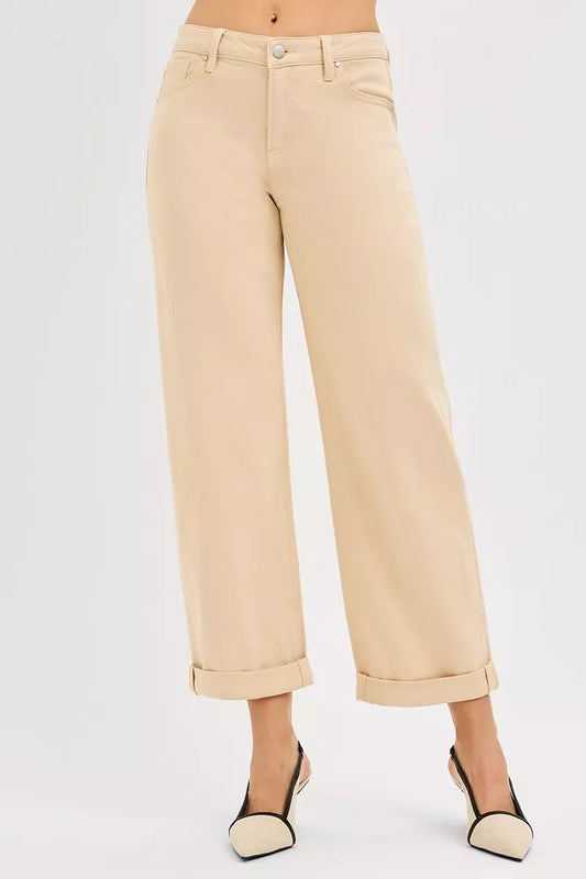 RISEN Tummy Control Mid Rise Ankle Barrel Relaxed Baggy Jeans Lyocell Cotton Lycra Sizes 0-15