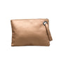 Soft Vegan PU Leather 100% Polyester Lined Grommet Detail Oversized Wristlet Clutch | 12" x 8"