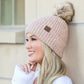 C.C® Acrylic Nylon Cozy Marled Knit Faux Fur Pom Beanie | One Size