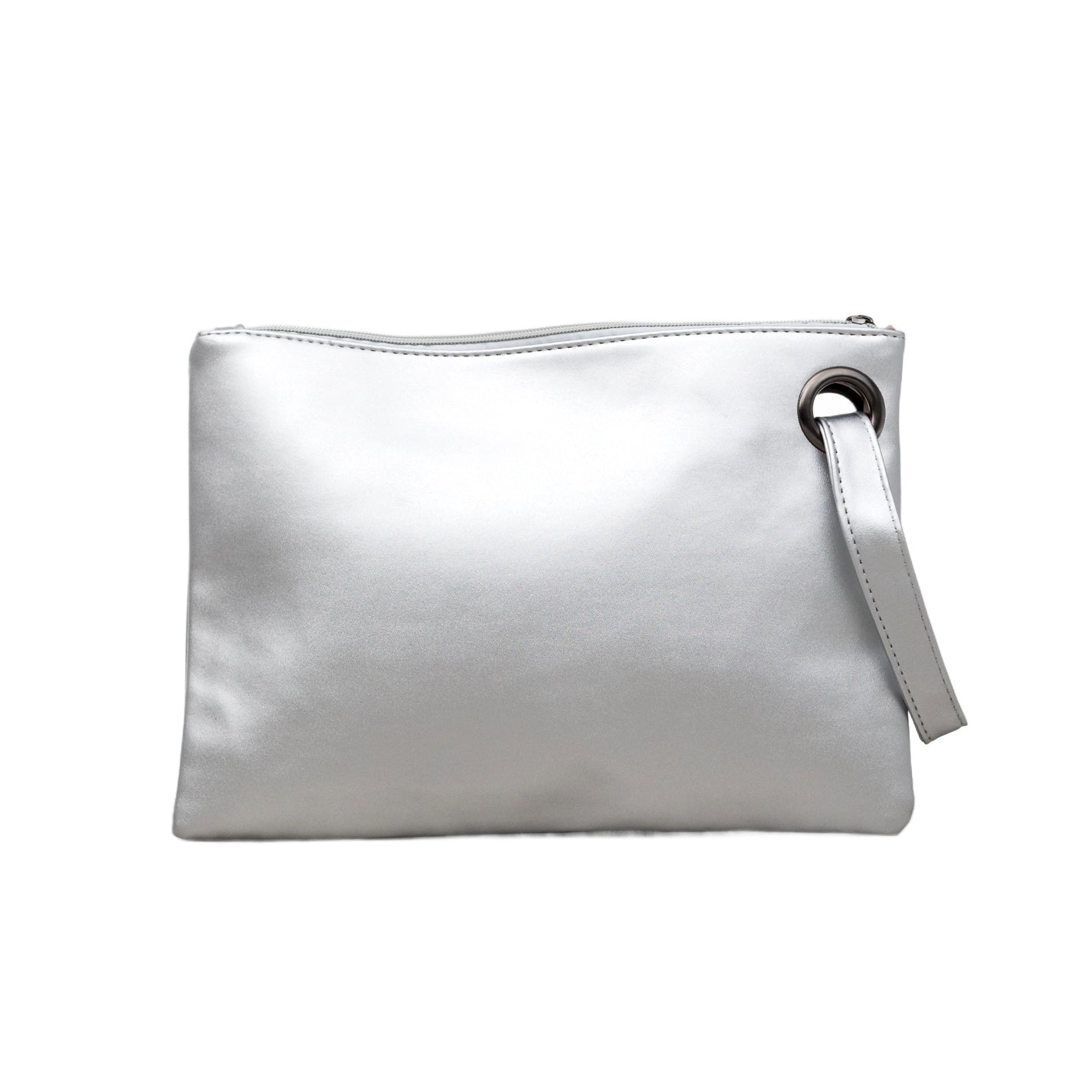 Soft Vegan PU Leather 100% Polyester Lined Grommet Detail Oversized Wristlet Clutch | 12" x 8"